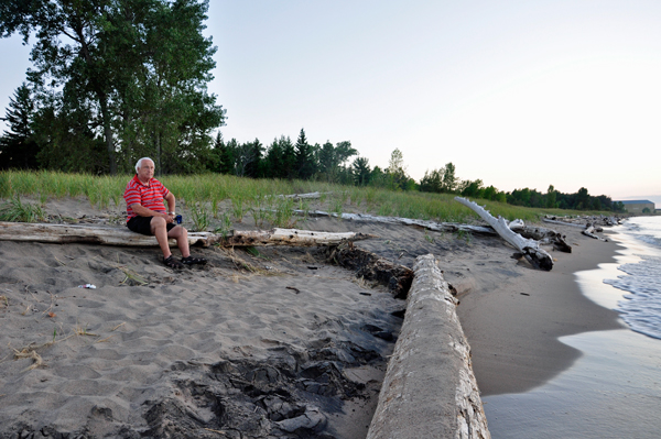 Lee Duquette waiting to see a sunset on Lake Superior